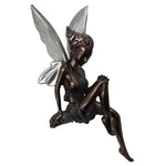 statuette féerique résine blanc vert clair ailes translucides robe tissu fin classique romantique décoration