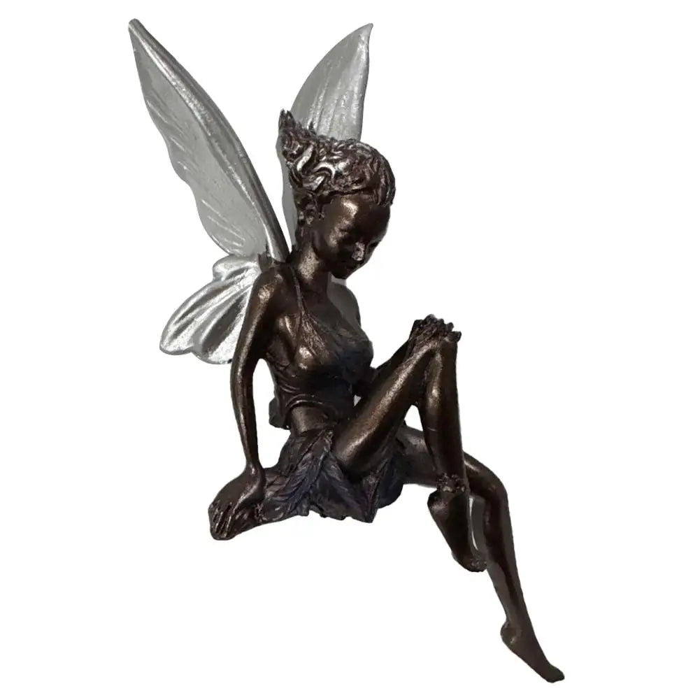 statuette féerique résine blanc vert clair ailes translucides robe tissu fin classique romantique décoration