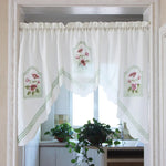 rideau fenêtre floral fruité bordure rayée semi transparent tringle chambre cuisine