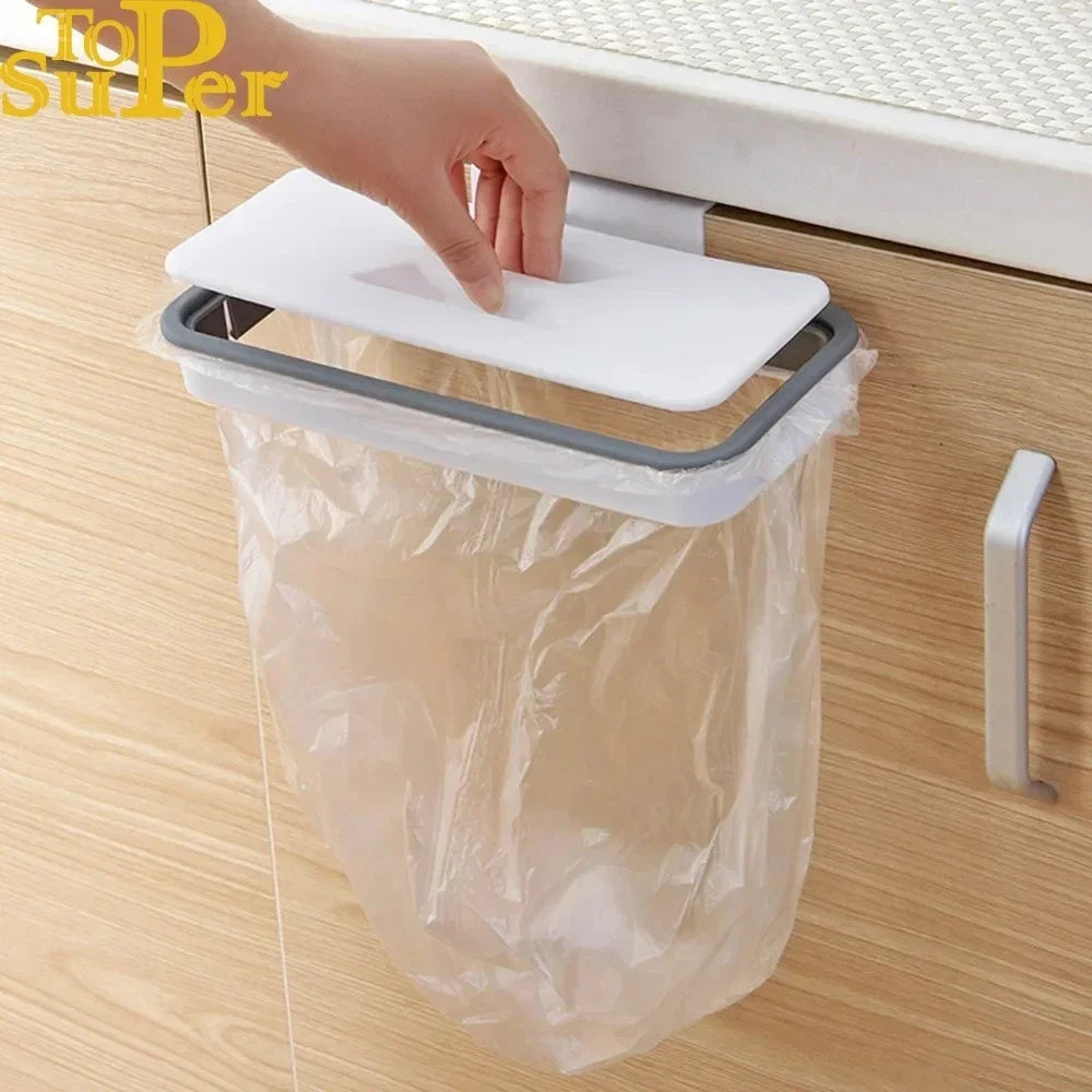 porte sac poubelle suspendu moderne étagère cuisine brocoli couteau bouteilles rangement minimaliste blanc gris