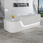 comptoir accueil moderne blanc tiroirs rangement mobilier commercial luxe minimaliste