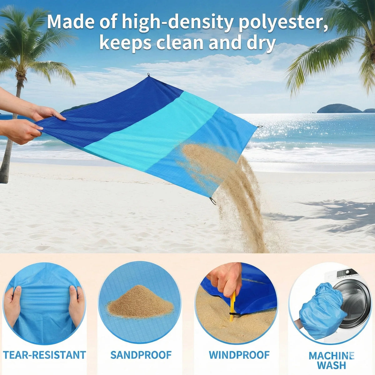 serviette plage bleue moderne sac rangement imperméable grande taille portable