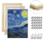 cadre photo bois minimaliste nuit étoilée van gogh barres angles métalliques fixations murales adhésives