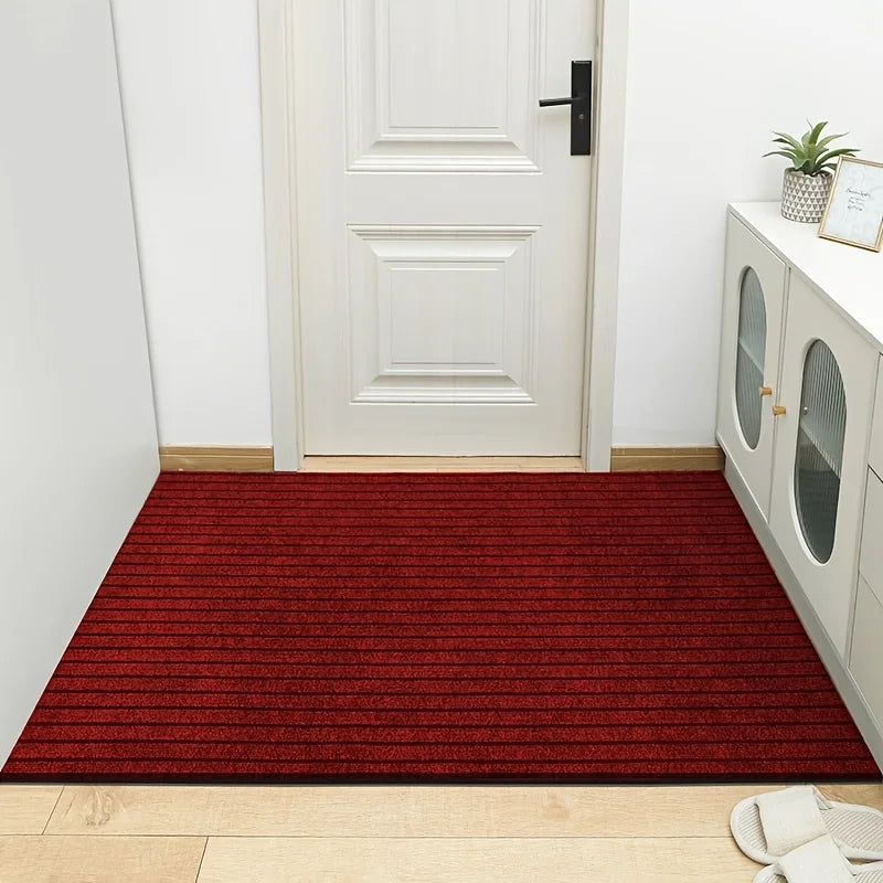 tapis sol moderne rayé gris rouge marron imperméable antidérapant résistant décolorationextérieur intérieur porte living
