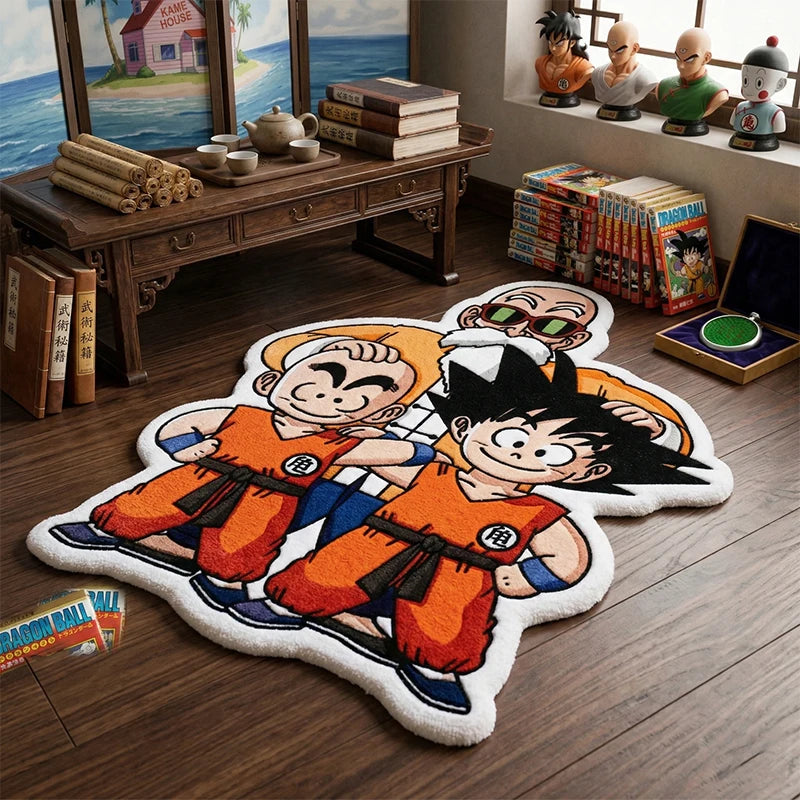 tapis personnalisable dragon ball dessins animés blanc orange noir geometrique salon chambre