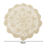 serviette table traditionnelle motif floral crochetée diamètre 35cm blanc