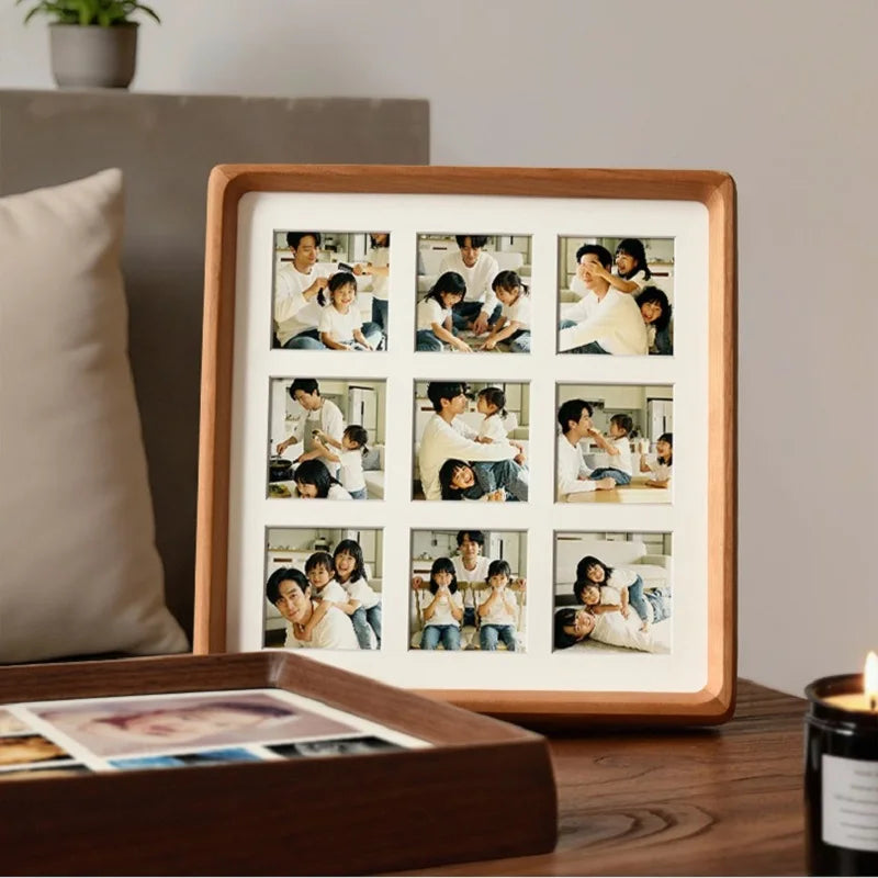 cadre photo bois clair moderne compartiments compartiments compartiments decoration intérieure souvenirs mariage portraits famille