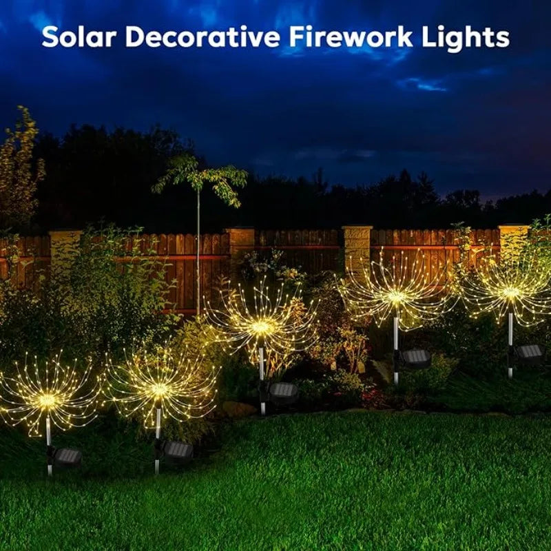 lumières décoratives solaires feux dartifice blanc doré moderne extérieures autoinstallation led jardin patio