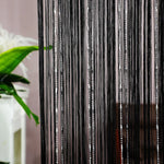 rideau franges noir argenté semi transparent moderne chambre cuisine decoration