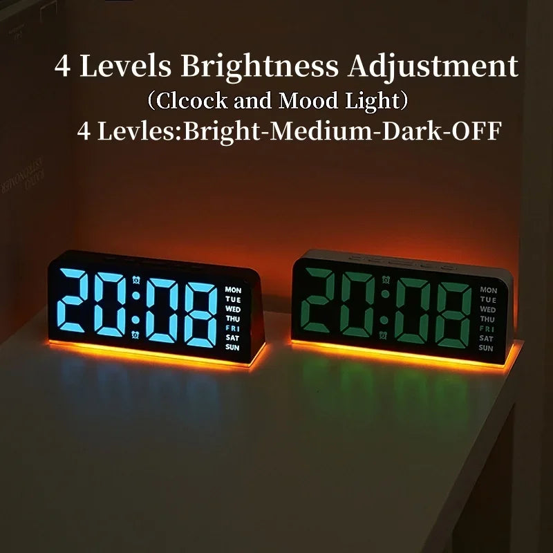horloge numérique LED moderne multi couleurs ambiancé réglable sans marque