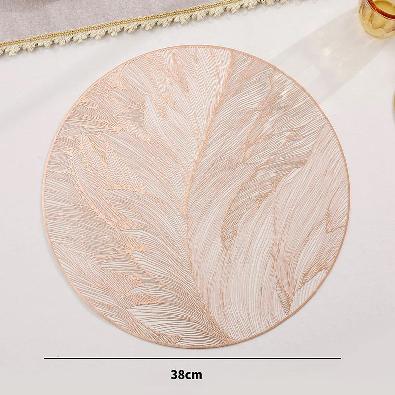 placemat moderne élégant blanc feuilles stylisées dorées résistants chaleur antidérapants accessoire cuisine