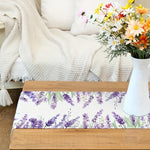 tableau chemin table imprimé floral lavande violet lilas vert blanc rustique décoration table extérieur