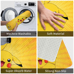 tapis sol antidérapant pikachu jaune noir rouge cartoon pois flanelle 60x40cm chambre cuisine salon