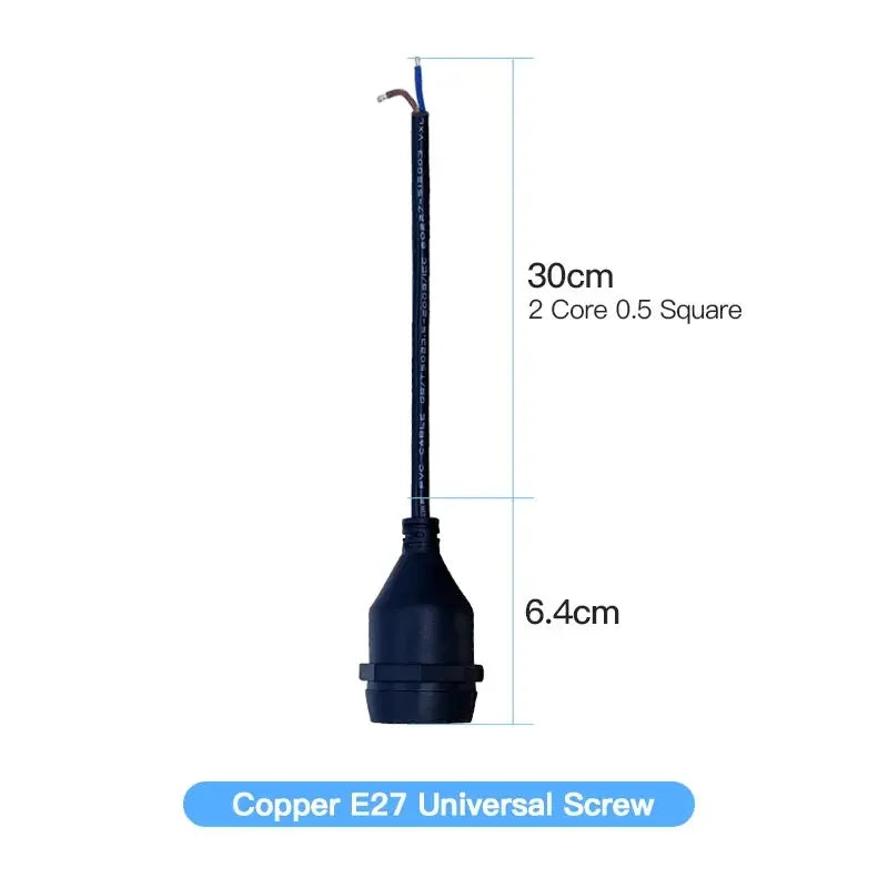 support lampe e27 noir moderne vis pvc ip67 220v 4a 10cm 20cm 30cm 50cm