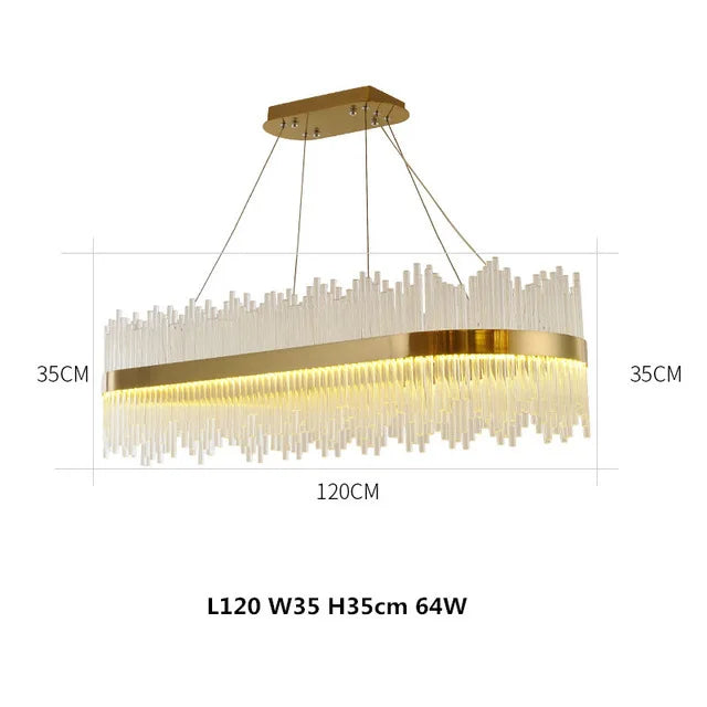 suspension lumineuse or moderne cristal pendants transparents 6000k 3000k télécommande dia100cm dia80cm l120cm