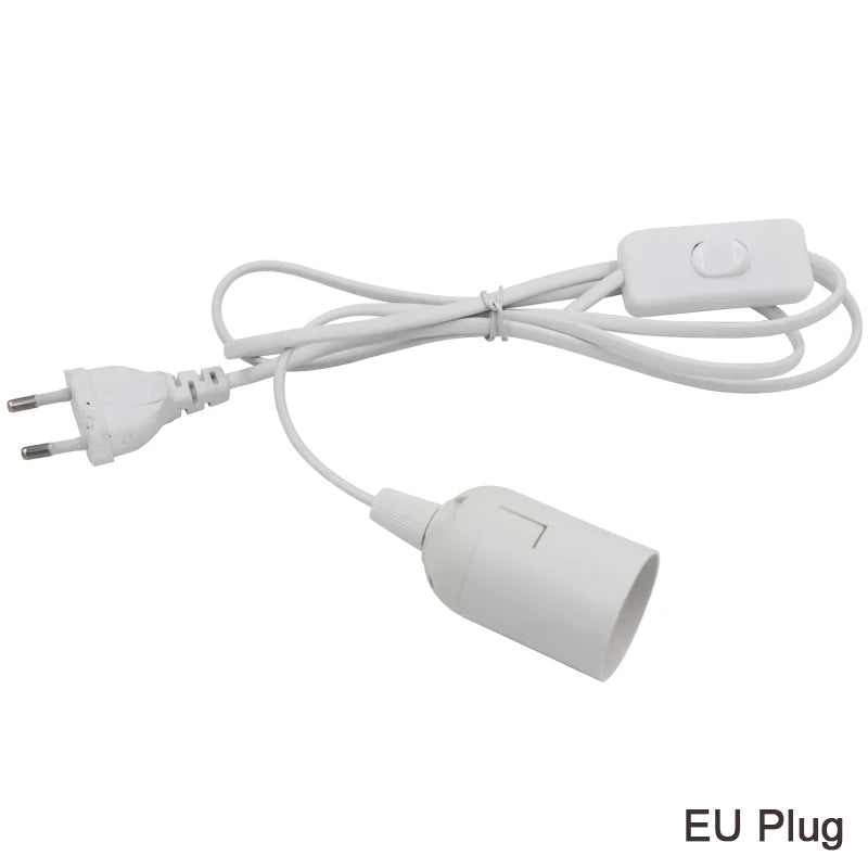 câble électrique blanc moderne prise interrupteur ampoule E27 lisse opaque 6m