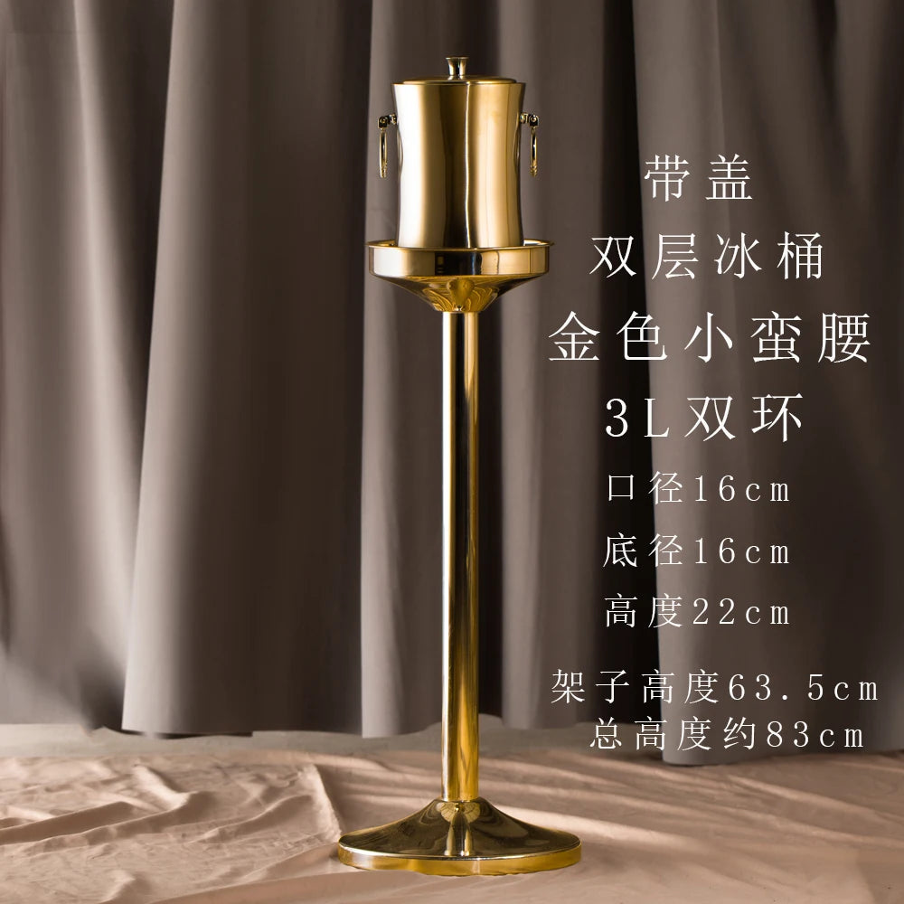 seau glace acier inoxydable argenté couvercle poignées vin champagne