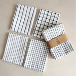 serviettes cuisine coton blanc noir rayures classiques pack pcs 50x70cm table manger restaurant