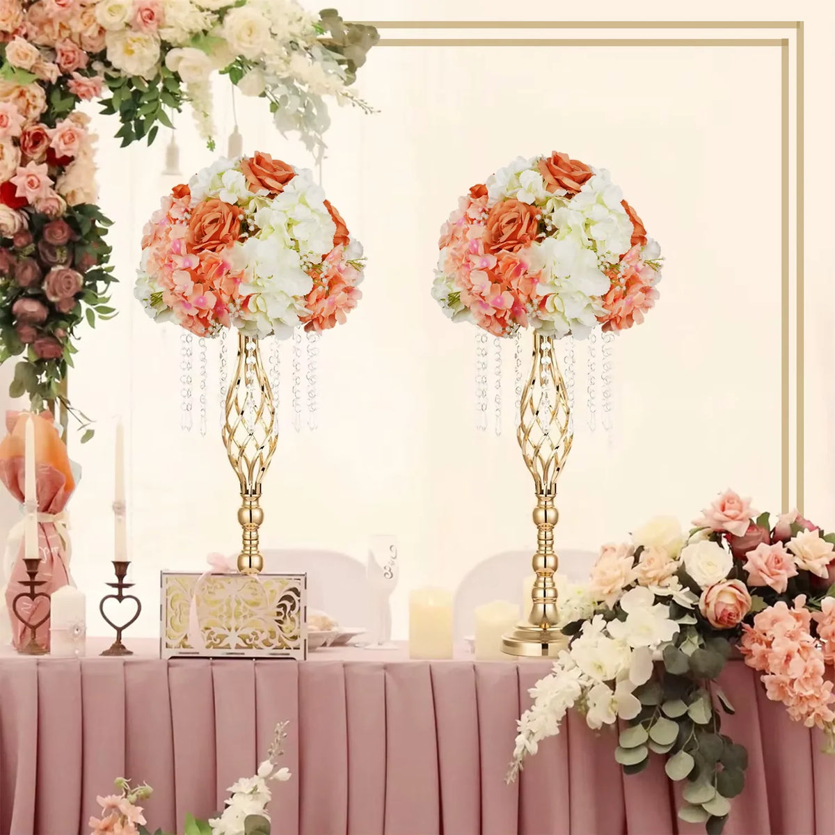 décoration intérieure bouquet artificiel blanc rose élégant mariage événement maison