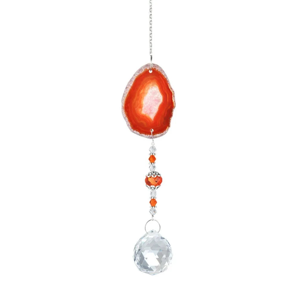 pendentif solaire agate naturelle colorées boule cristal bohème violet orange vert bleu beige