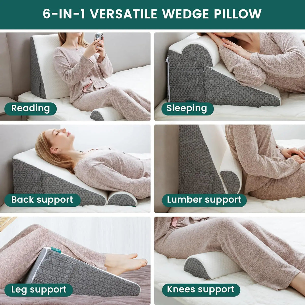 coussin wedge mousse mémoire forme tissu respirant housse amovible gris blanc contemporain minimaliste alvéolée
