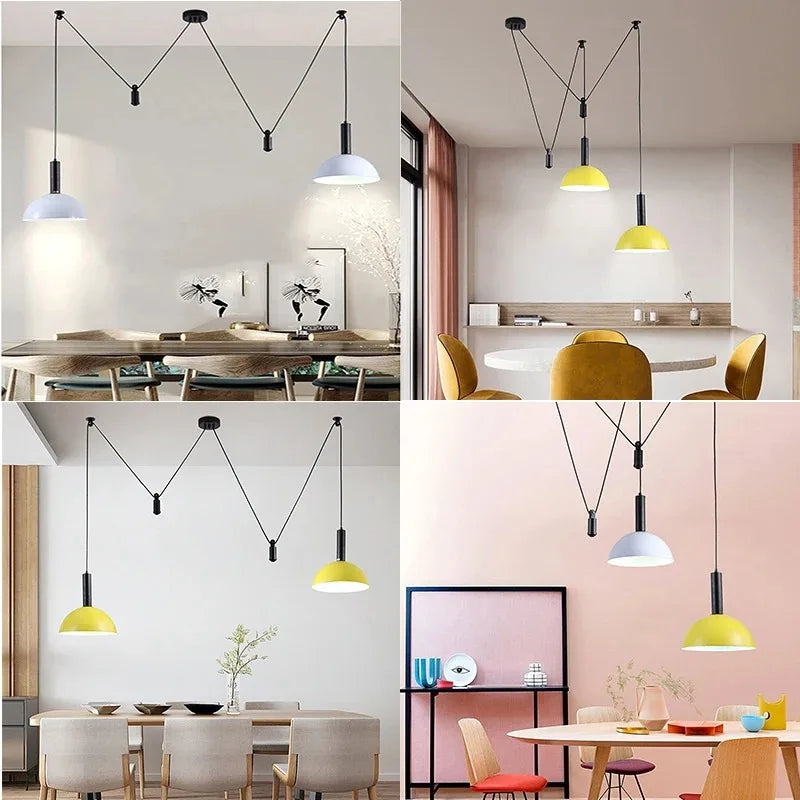 suspension lumineuse moderne conique led réglable noir blanc chambre salon