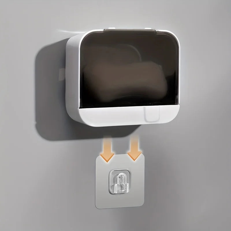 porte savon mural adhésif blanc moderne rangement salle bain minimaliste mat opacité