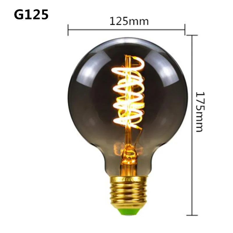 ampoules led décoratives vintage vis e27 spirale dorée noir 2700k 4w 8w 220v