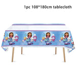 assiettes serviettes tasses nappe fête anniversaire enfantines violet bleu blanc decorative