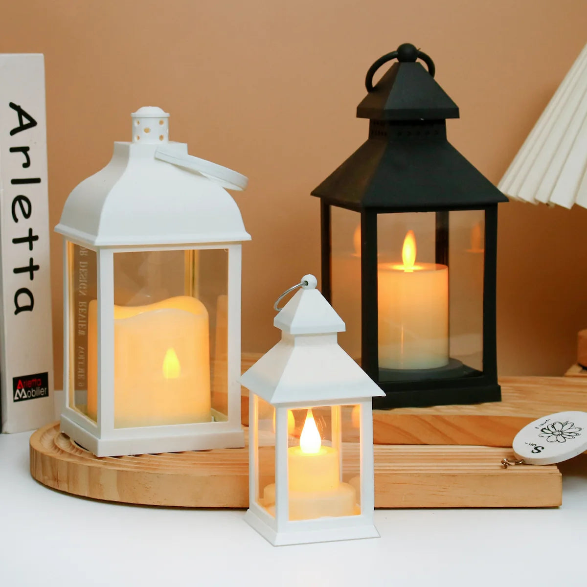lanterne led transparente classique blanc noir decoration noel camping extérieur ambiance festive