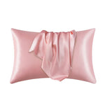 housse taies oreillers lit polyester coton élégante satinée gris rose blanc doré marine non