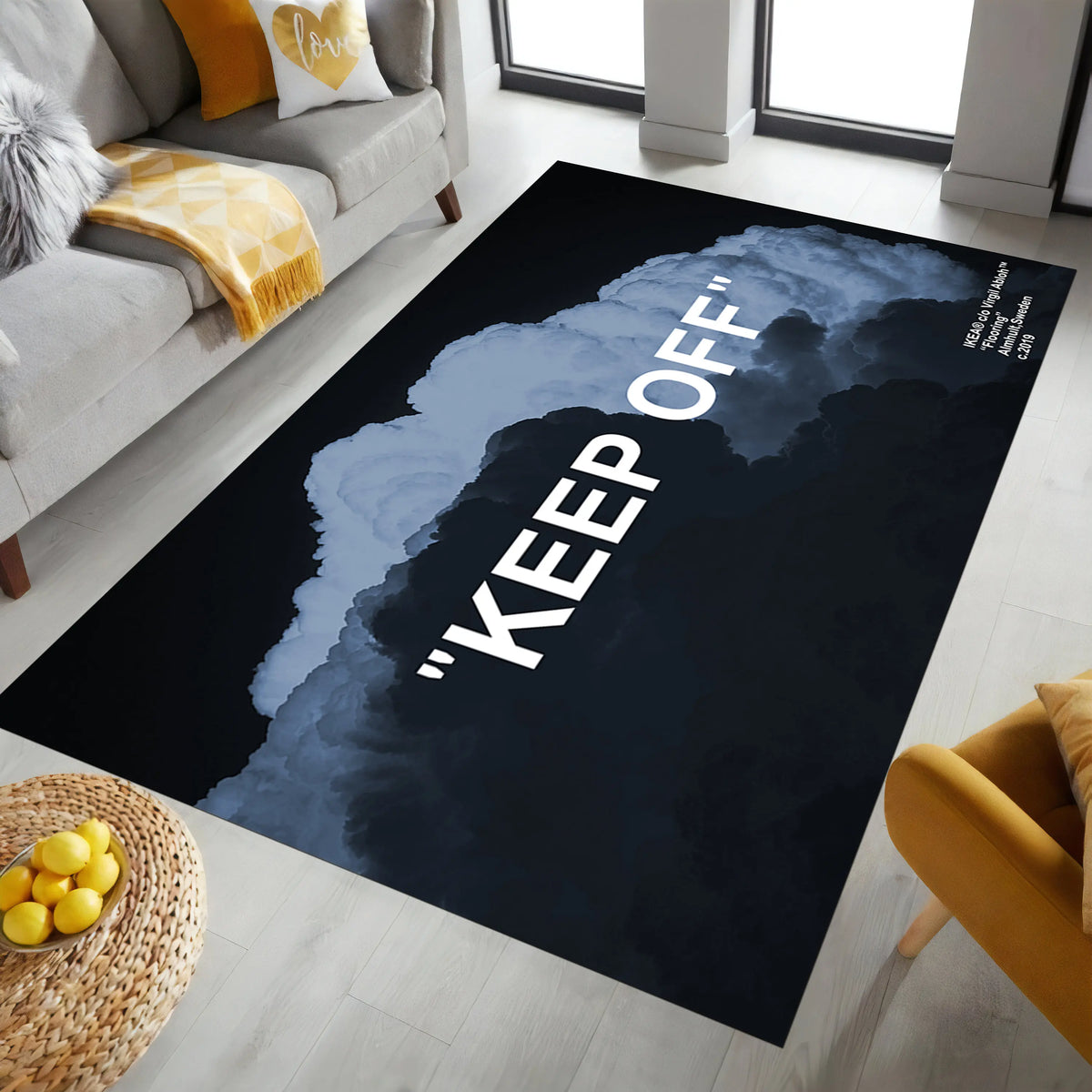 tapis moderne minimaliste polypropylène nuages motifs floraux noir bleu gris rouge 80x120cm