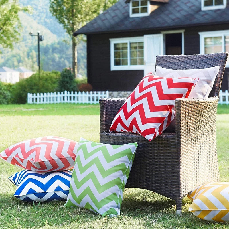 coussin extérieur imperméable jaune zigzag moderne amovible 45x45cm zip polyester