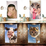 toile d'art pop rose gris bleu visage animaux porc chat vache tigre