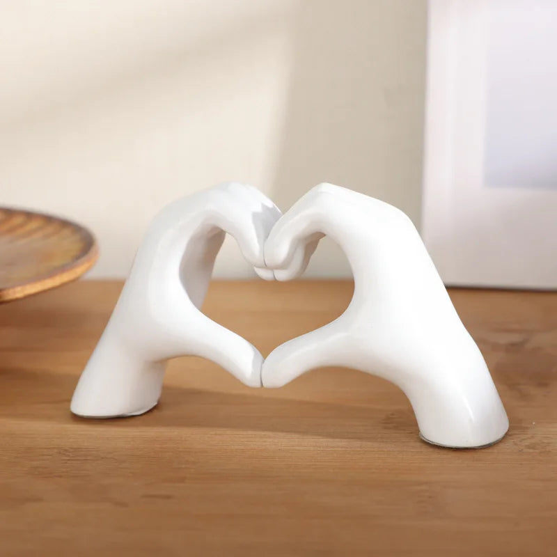 figurines decoratives mains coeur noir or argenté moderne minimaliste sans electricite chambre salon
