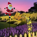 décoration noël père noël arrosoir lumineux rouge blanc doré festive extérieure jardin métal fixe