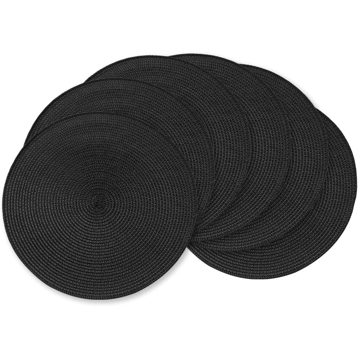placemats noirs tissés anti dérapants résistants chaleur modernes faciles nettoyer pp respectueux l'environnement