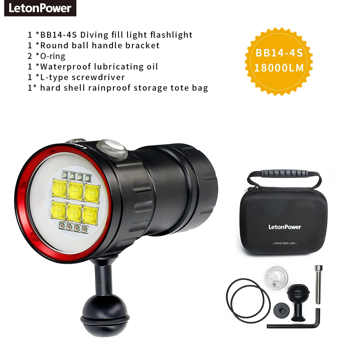 lampe torche sous marine noire led rechargeable étanche ball mount modernisée pointeur laser UV