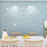 stickers muraux étoiles brillantes moderne 42 pièces adhésifs blanc jaune bleu