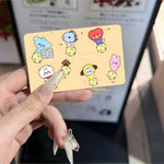 autocollants carte banque cartes modernes dessin animé personnages bt21 coeurs waterproof réutilisables bleu orange