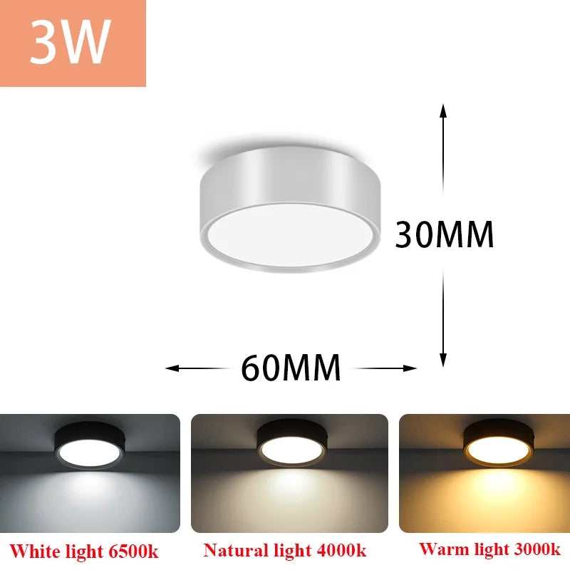 Lampe led downlight 3w 5w 10w 15w 25w blanc noir moderne minimaliste montage