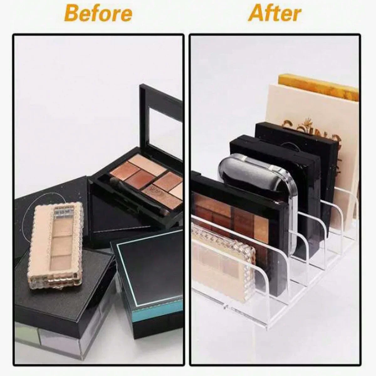 organisateur maquillage transparent palette fards plastique moderne rangement poudre cosmétique