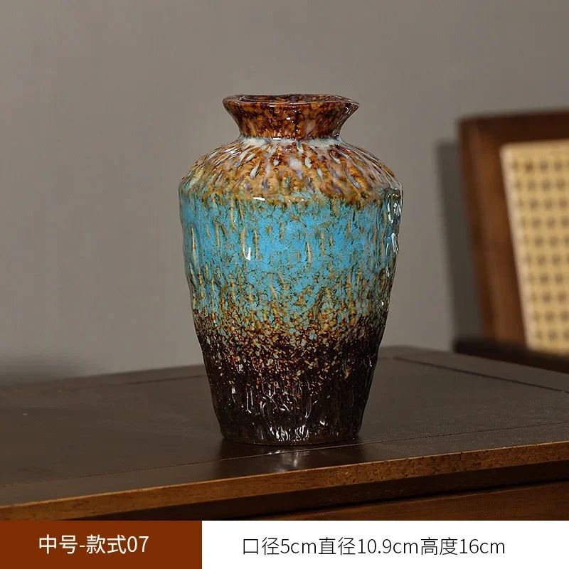 vases céramique noir blanc bleu marron texture rustique moderne fleurs artificielles