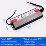 transformateur électrique led 12v 24v ip67 gris rayures clips câbles
