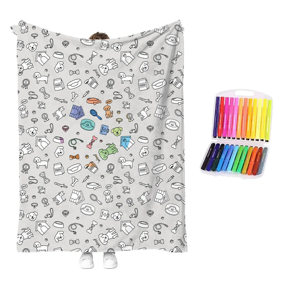 couverture colorier enfants motifs noël animaux crayons couleur texture douce moderne multicolore blanc gris