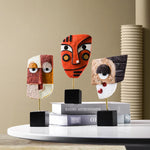 décorations abstraites sculptures masques géométriques modernes couleurs vives