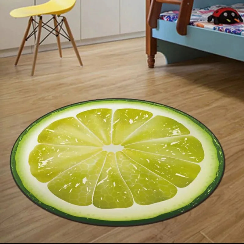 tapis rond moderne fruits patchwork décoratif polypropylène 40x40cm 80x80cm 120x120cm salon chambreextérieur