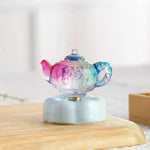 ornement théière résine multicolore transparente rétro vintage décoration table rotative amateur thé collectionneur
