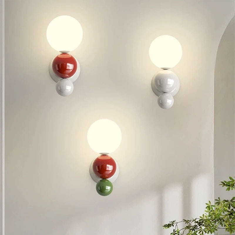 applique murale moderne sphères colorées blanc rouge vert éclairage quotidien fixée mur nordique