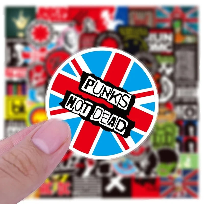 sticker rock pop art punk fixations adhésives diverses bandes logos symboles textes
